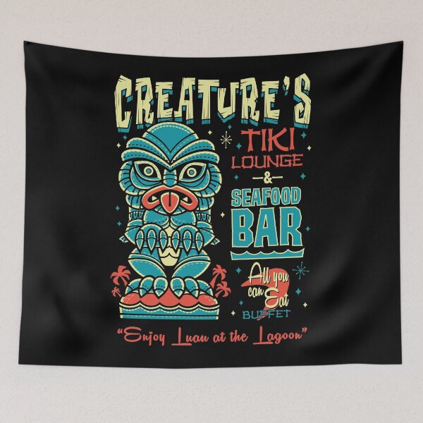 Item preview, Black Lagoon Creepy Cute Creature Tiki Lounge - Hawaii Vacation Surf Monster  designed and sold by Nemons.