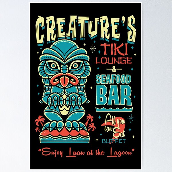 Item preview, Black Lagoon Creepy Cute Creature Tiki Lounge - Hawaii Vacation Surf Monster  designed and sold by Nemons.