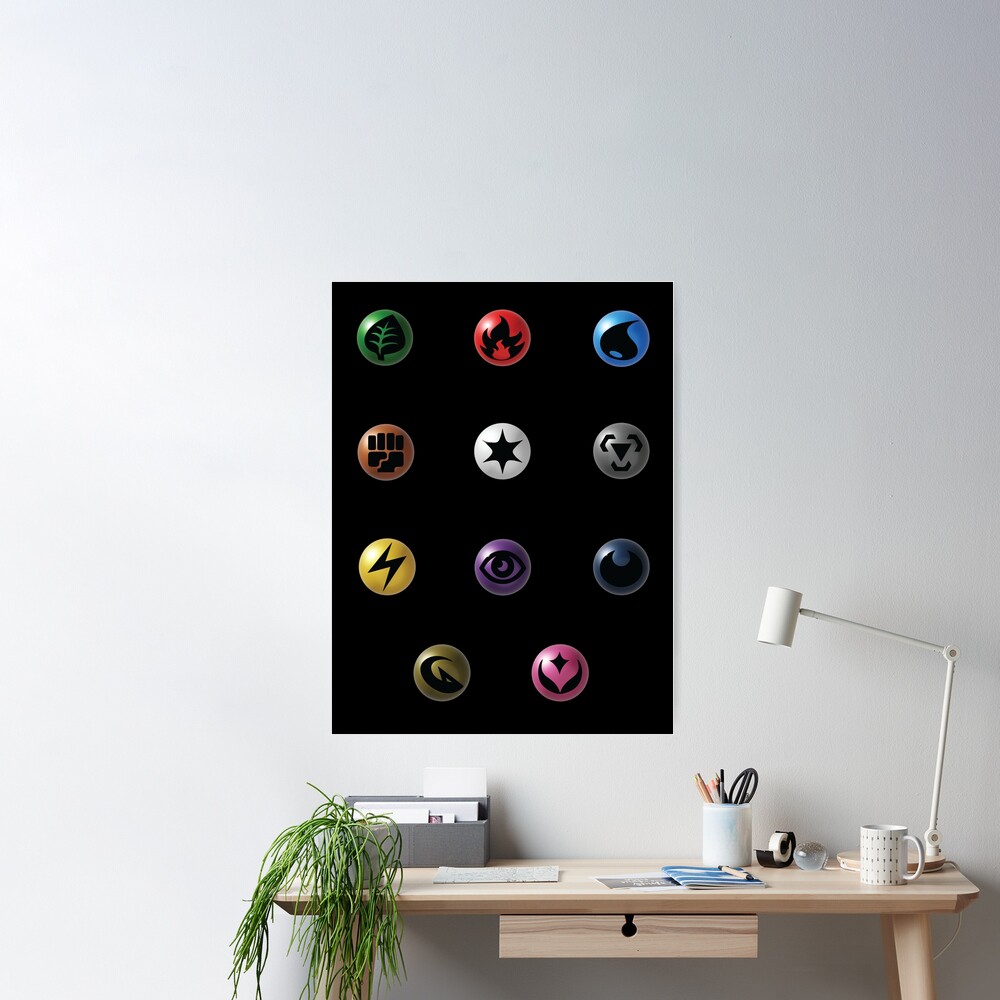 3D Energy Types Sticker Pack Poster for Sale by Biochao