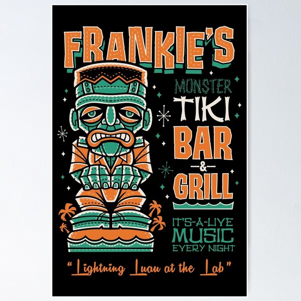 Item preview, Frankenstein Tiki Bar - Creepy Cute Monster Surf - Hawaii Island Vacation designed and sold by Nemons.