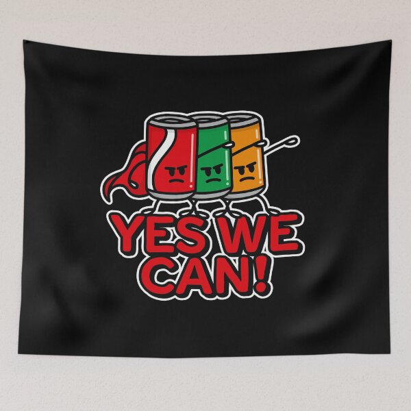 Item preview, Yes we can, superhero, Soda cans Team Building pun designed and sold by LaundryFactory.
