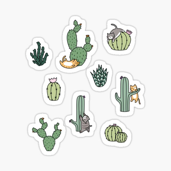 Chats Cactus Sticker