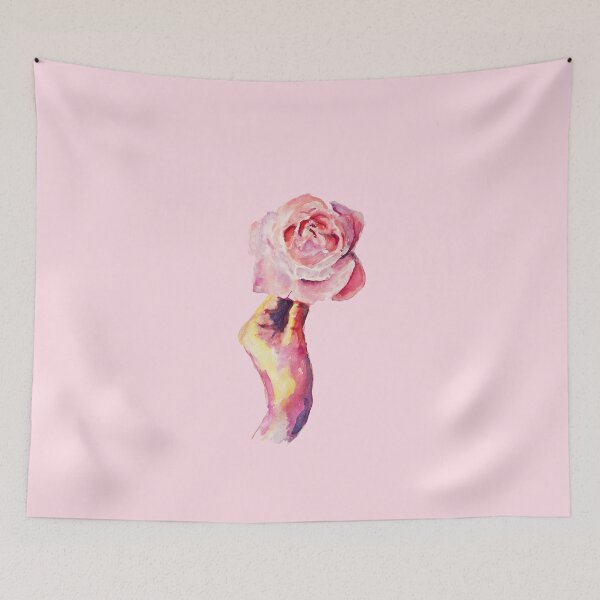 Artikelvorschau, blume in der hand rosa illustration entworfen und verkauft von Nazrin Nasimi.