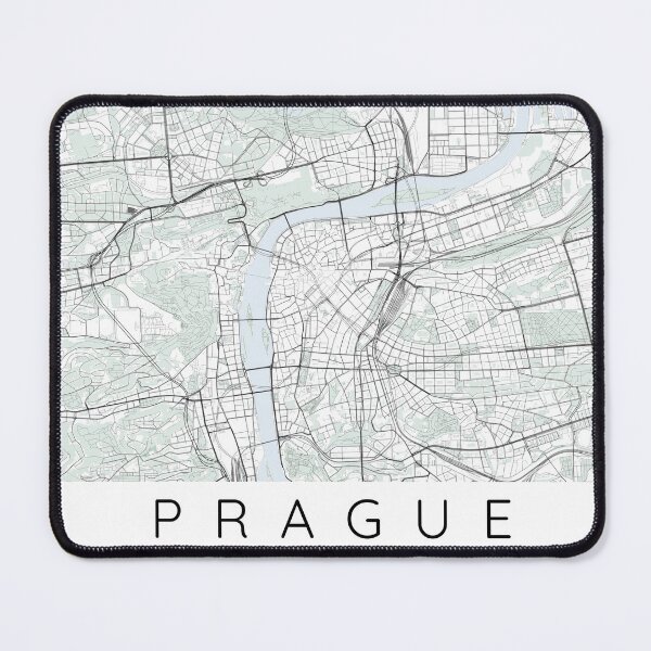 Item preview, Prague map minimalist in color with blue and green designed and sold by DesireeVDA.