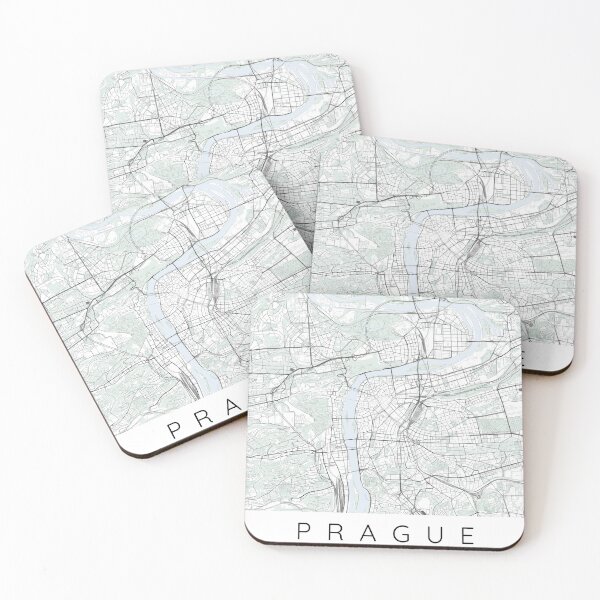 Item preview, Prague map minimalist in color with blue and green designed and sold by DesireeVDA.