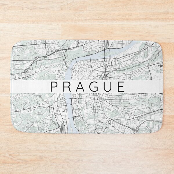 Item preview, Prague map minimalist in color with blue and green designed and sold by DesireeVDA.