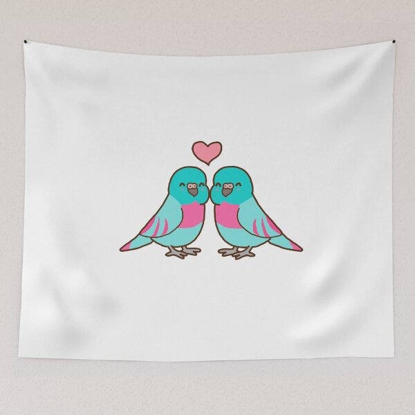 Item preview, pink blue bird love designed and sold by spiewolf.