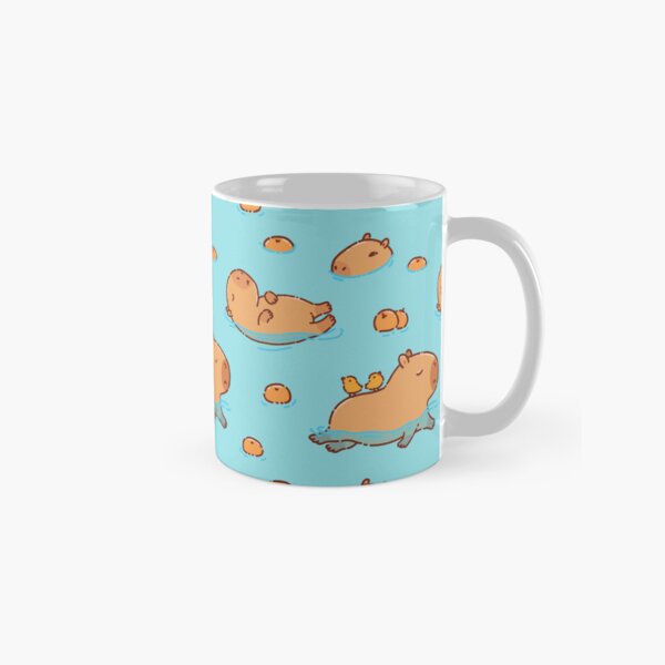 Vista previa del artículo con la obra «Patrón de carpincho nadando con naranjas», diseñado y vendido por manydoodles.