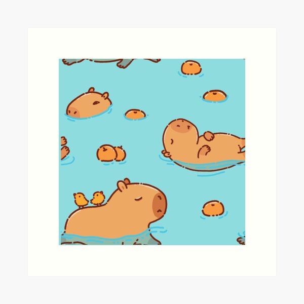 Capybara Art Print Available in 4x6 5x7 and 8x10 Sizes -   Рисунки  животных, Милые рисунки, Капибара