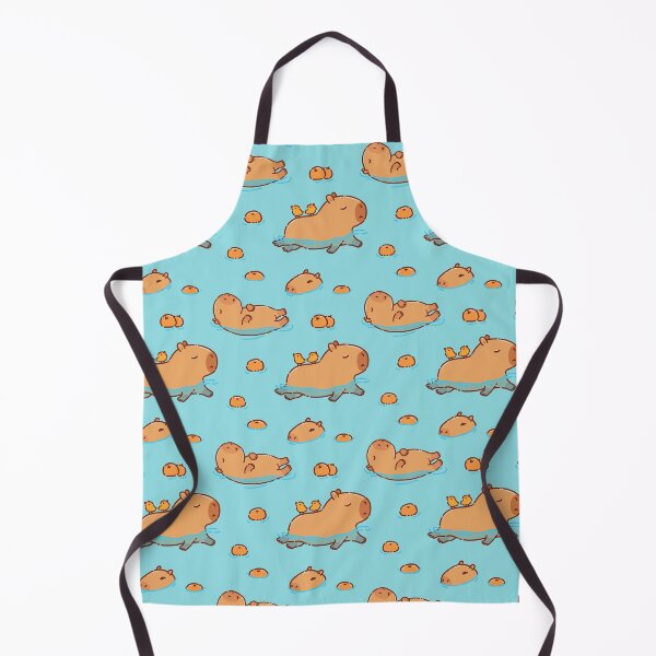 Item preview, Capybara pattern swimming with oranges designed and sold by manydoodles.