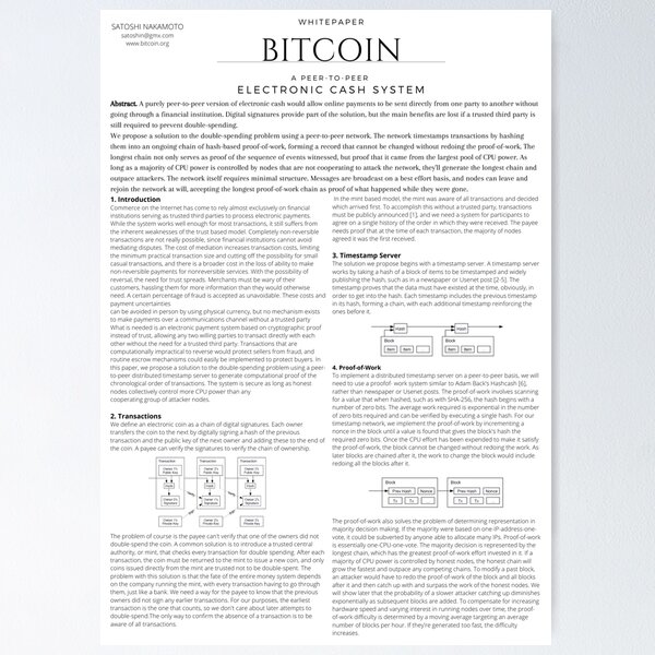 Item preview, BITCOIN WHITE PAPER designed and sold by Windsart.