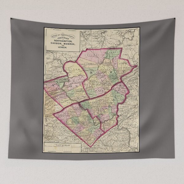 Item preview, Map of Lehigh, Northampton, Carbon, Monroe, Counties Pennsylvannia, PA, Vintage Map, Old Maps designed and sold by Nostrathomas66.