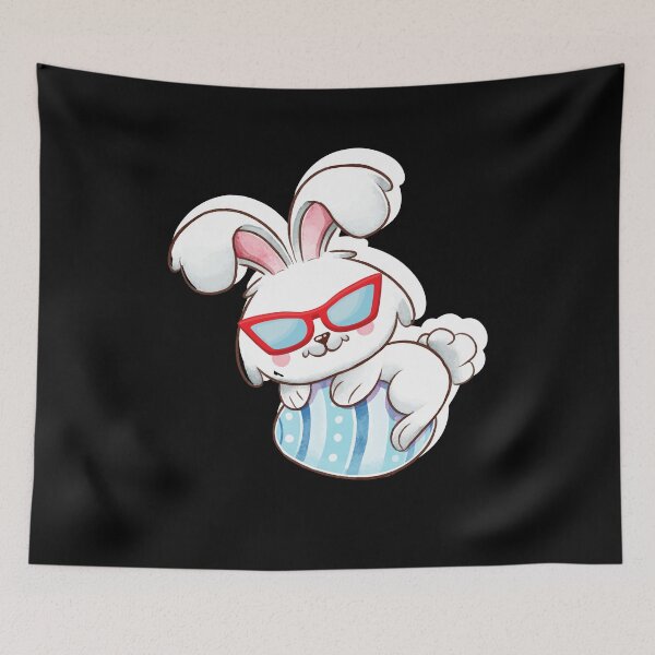 Item preview, Cute Watercolor Bunny With Red Sunglasses For Boys Men Kids ,A Rabbit Sitting On An Egg, Funny Happy Easter Day Gift designed and sold by pedrored369.