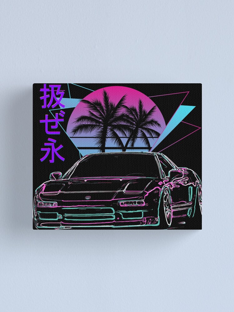 Vaporwave Aesthetic Black NSX JDM Tuning Drift Racing Canvas Print