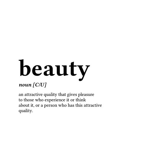 "Beauty Word Definition Left Black Text" Poster by