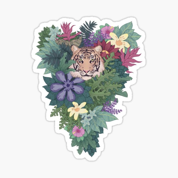 Tiger in the Jungle Sticker