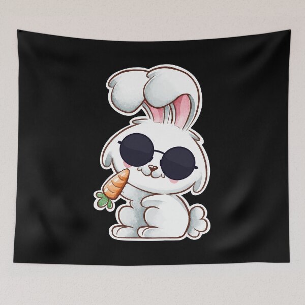 Item preview, Cute Watercolor Bunny With Sunglasses For Boys Men Kids ,A Rabbit Holding A Carrot, Funny Happy Easter Day Present designed and sold by pedrored369.