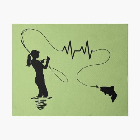 Silhouette Of Woman Fly-fishing Art Print