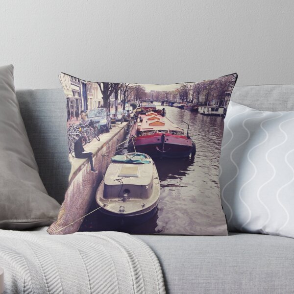 Amsterdam Canal Throw Pillow