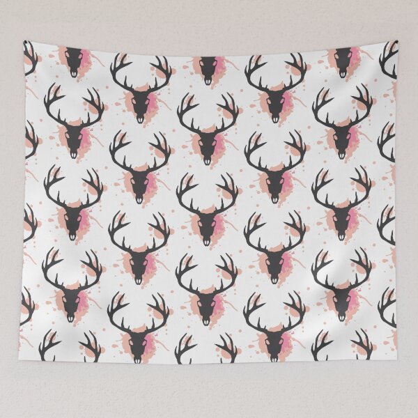 Item preview, Funky Paint splatter Stag skull designed and sold by NixieNoo.
