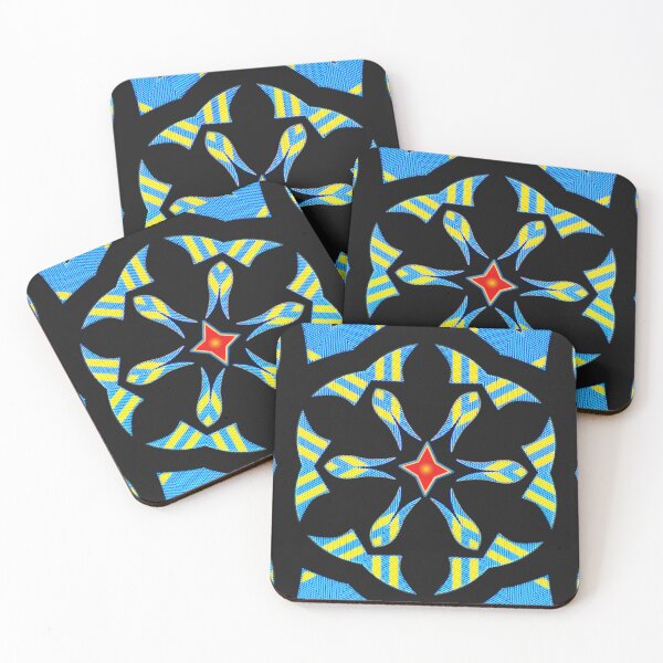 Item preview, GEOMETRIC ABSTRACT MASK PATTERN WITH ARUBAN FLAG COLORS - ARRUBA ONE HAPPY ISLAND 5. designed and sold by Ralek.