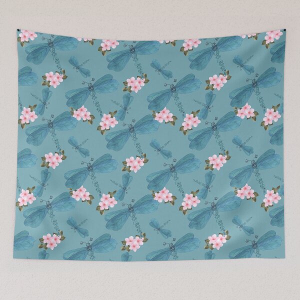 Item preview, Dragonflies and Cherry Blossoms designed and sold by HildegunStudio.