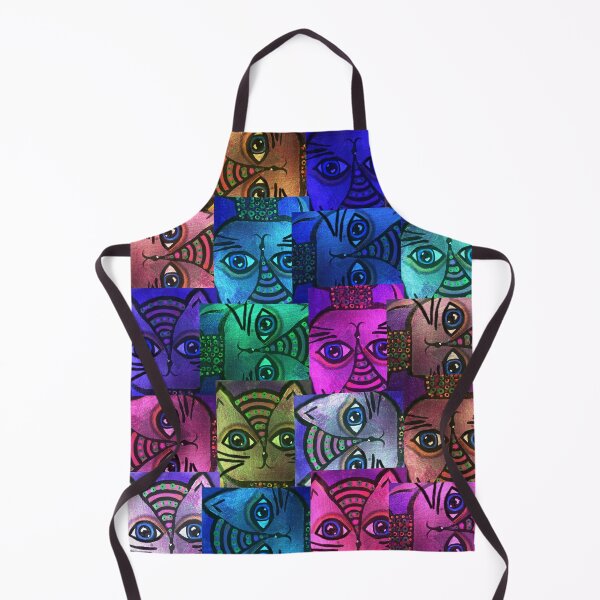 Item preview, RockinMaxi- whimsical cat face pattern in vibrant colors designed and sold by Mary Egan.