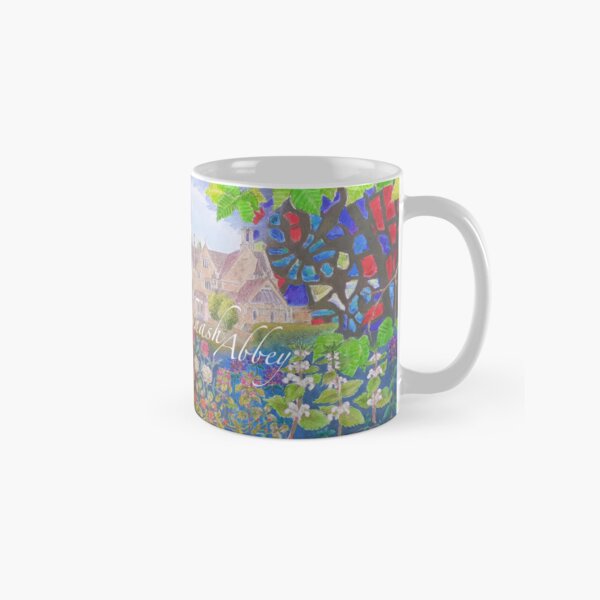 Prinknash Abbey with Our Lady, wild flowers and stained glass Classic Mug