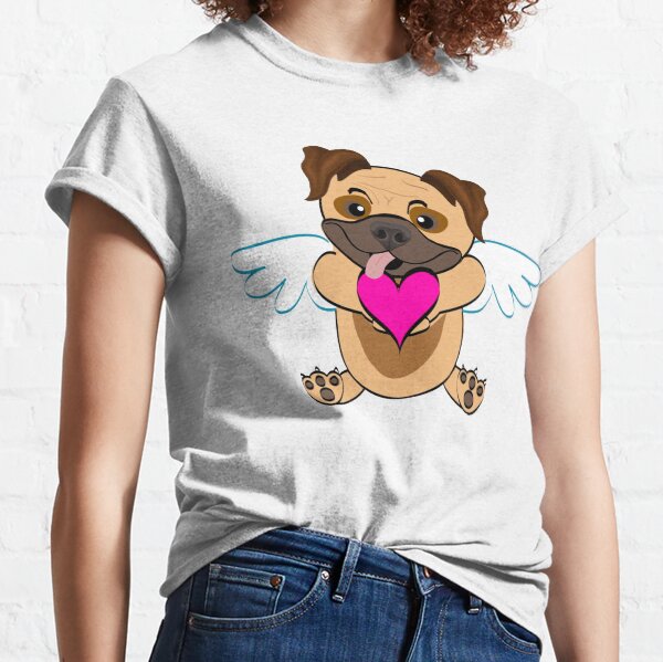 Cute Valentine Dog with Heart Classic T-Shirt
