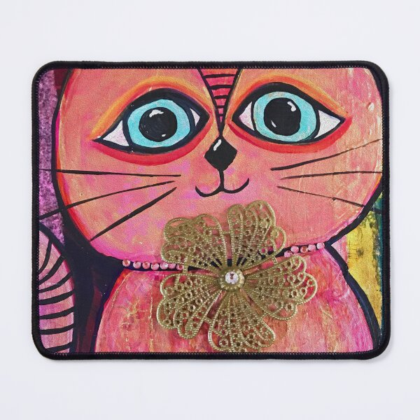 Item preview, Big Maxine is a cute peachy pink cat with sky blue eyes and nice jewelry. designed and sold by Mary Egan.