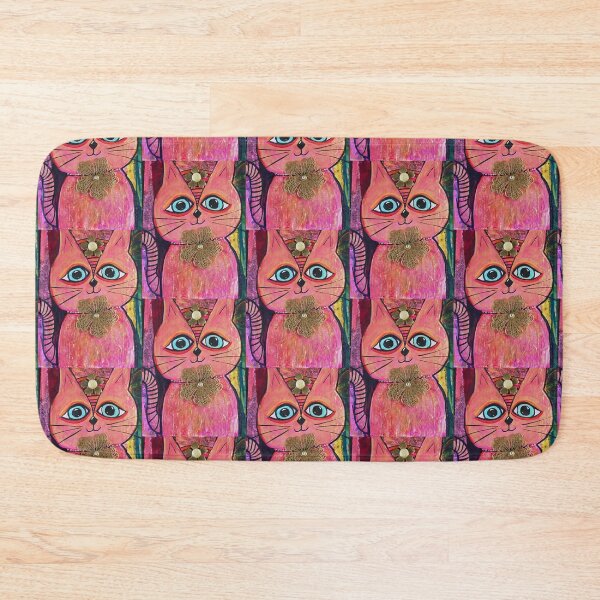 Item preview, Big Maxine is a cute peachy pink cat with sky blue eyes and nice jewelry. designed and sold by Mary Egan.