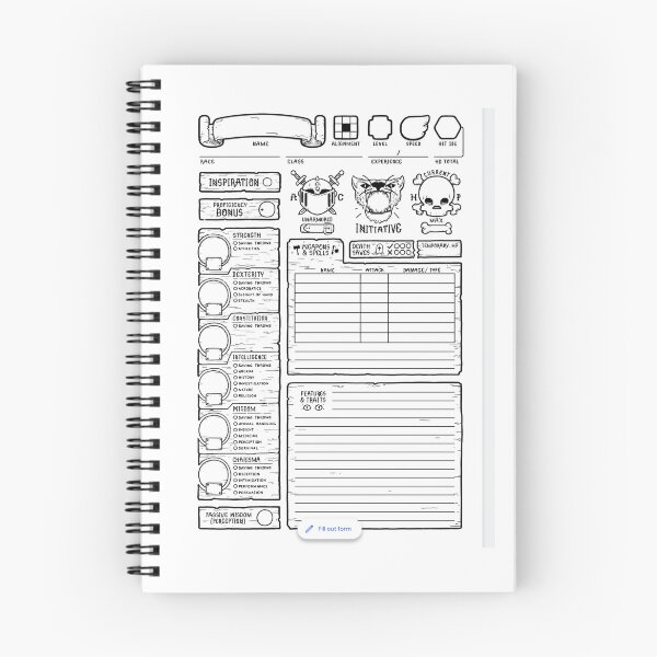 Item preview, Character Sheet designed and sold by Spoilsbury.
