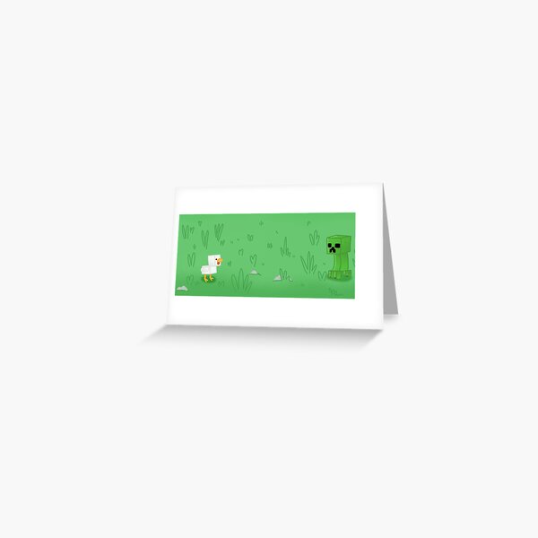 Creeper Face Pixel Art Build-On Greeting Card