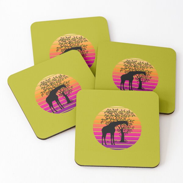 Item preview, Retro Giraffe eating from the branch of a tree designed and sold by Culture2Design.