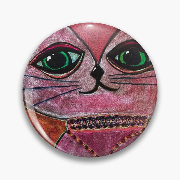 Item preview, CosmicCat Maximo with the greenest eyes and pink fur with lovely jewels.  designed and sold by Mary Egan.