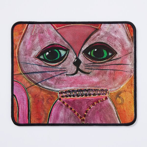 Item preview, CosmicCat Maximo with the greenest eyes and pink fur with lovely jewels.  designed and sold by Mary Egan.