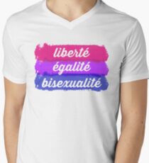 Liberté Égalité Bisexualität T-Shirt mit V-Ausschnitt