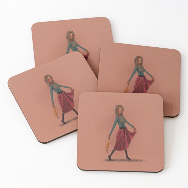 Item preview, Cartoon of a Woman Holding a Red Skirt and a Scarf designed and sold by haximica.