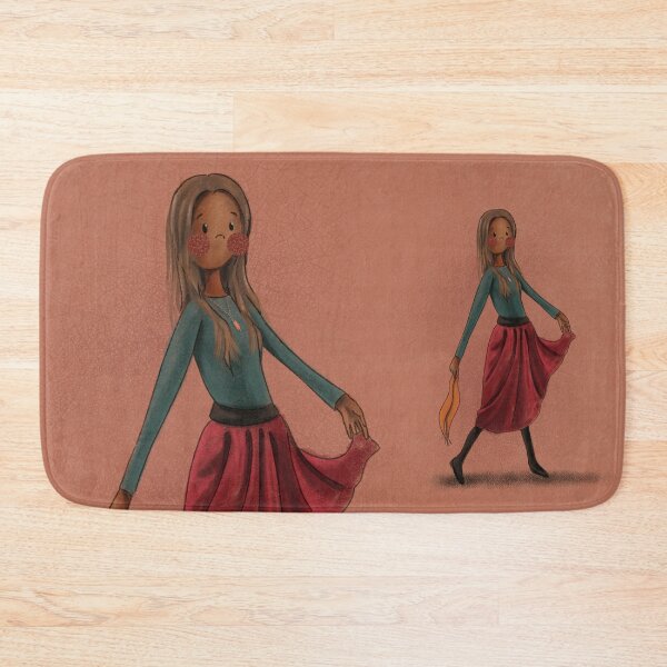 Item preview, Cartoon of a Woman Holding a Red Skirt and a Scarf designed and sold by haximica.