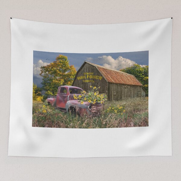 Item preview, Truck with Blackeyed Susans and Mail Pouch Barn designed and sold by Randall Nyhof.
