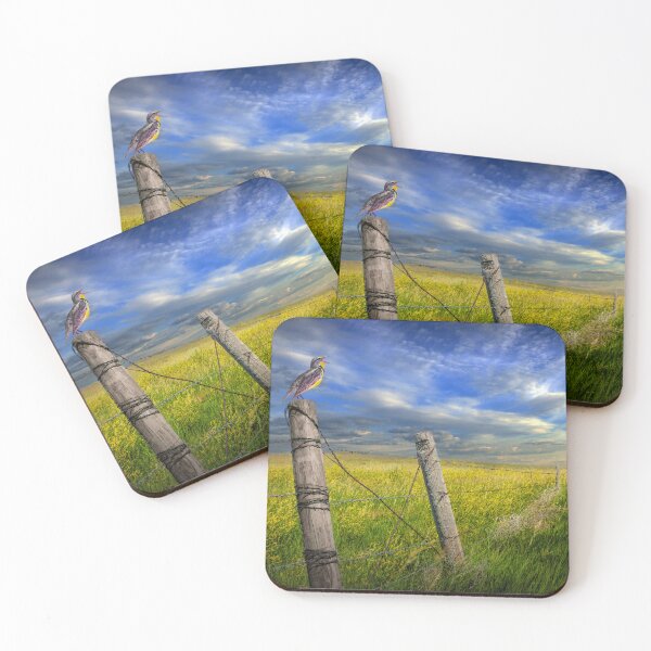 Item preview, Singing Meadowlark on Fence Post by the Badlands designed and sold by Randall Nyhof.
