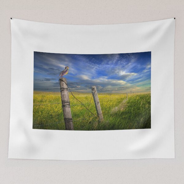 Item preview, Singing Meadowlark on Fence Post by the Badlands designed and sold by Randall Nyhof.