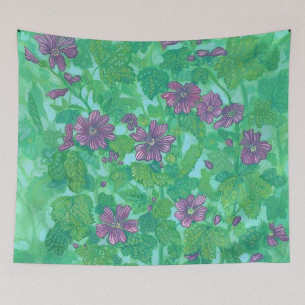 Item preview, Mallow Bloom, Summer Flowers Wildflowers Floral Painting designed and sold by Julia Khoroshikh.