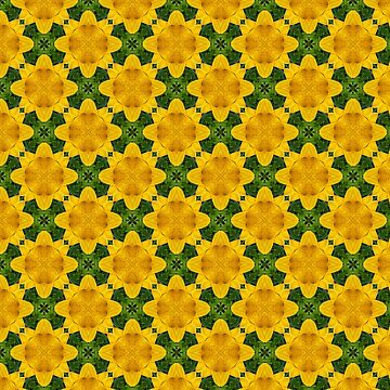 Artwork thumbnail, Sunflowers Field kaleidoscopic seamless pattern by Penguland