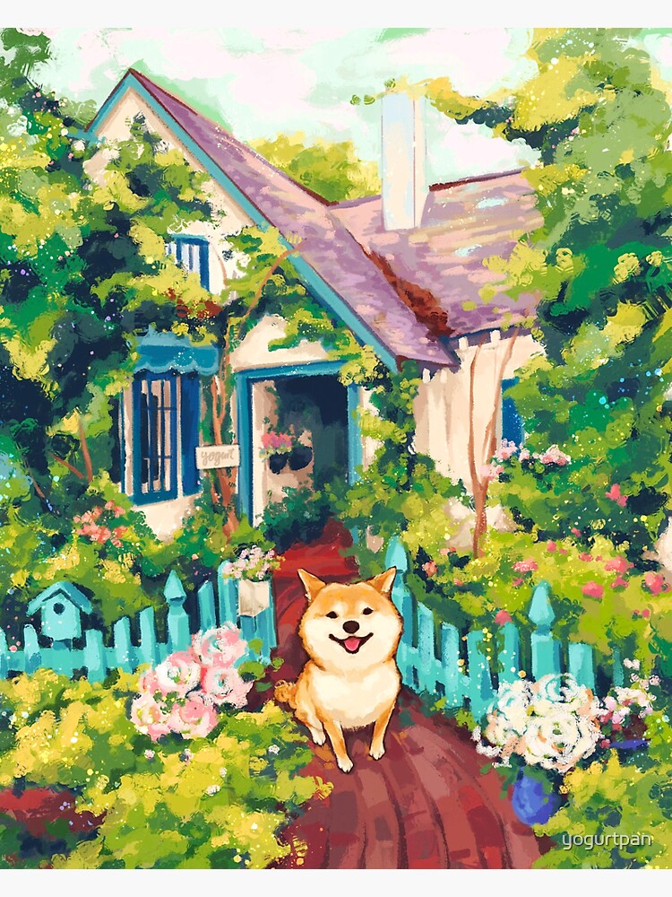 Thumbnail 3 of 3, Sticker, Cottage Shiba designed and sold by yogurtpan.