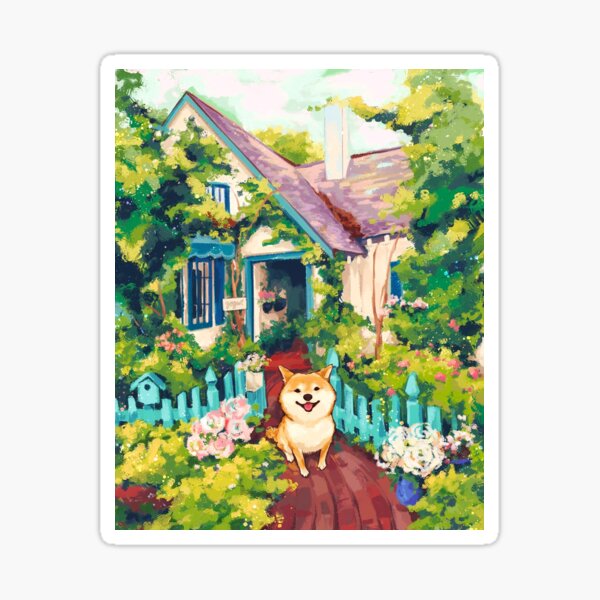Cottage Shiba Sticker