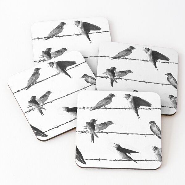 Item preview, Barn Swallows on Barbed Wire Black and White designed and sold by Randall Nyhof.