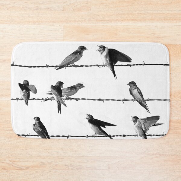 Item preview, Barn Swallows on Barbed Wire Black and White designed and sold by Randall Nyhof.