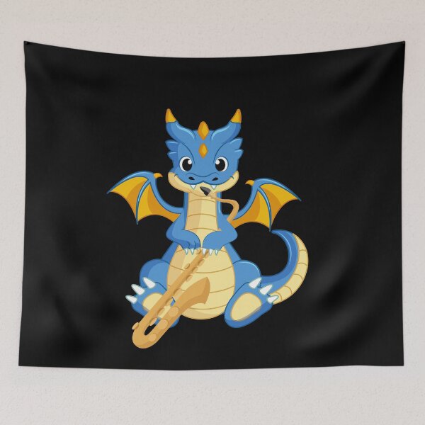 Item preview, Dragon Playing Saxophone ,Funny Good Dragon Saxophone Lovers Blue Design designed and sold by pedrored369.