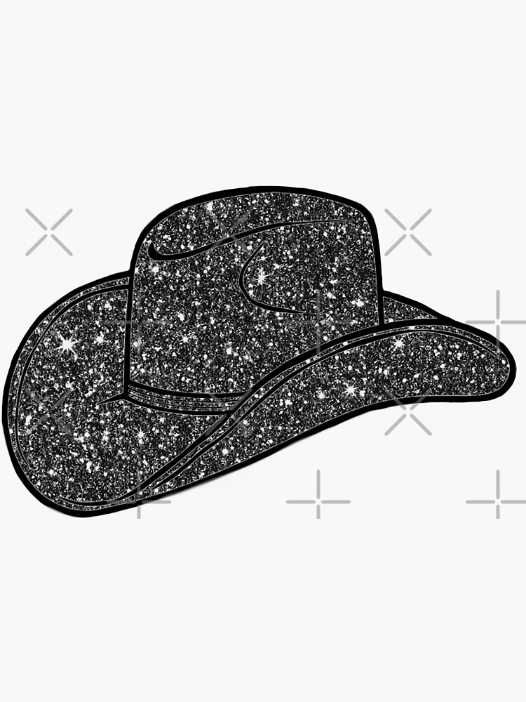"Black Glitter Cowboy Hat" Sticker for Sale by sunsetriverside Redbubble